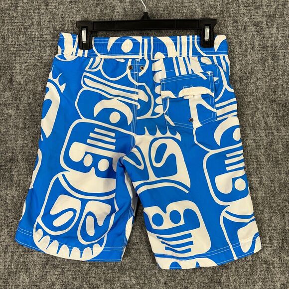 Lands End Shorts Boys Medium Blue Trunks Bottoms Swimwear Drawstring Hawaiian - Picture 2 of 9